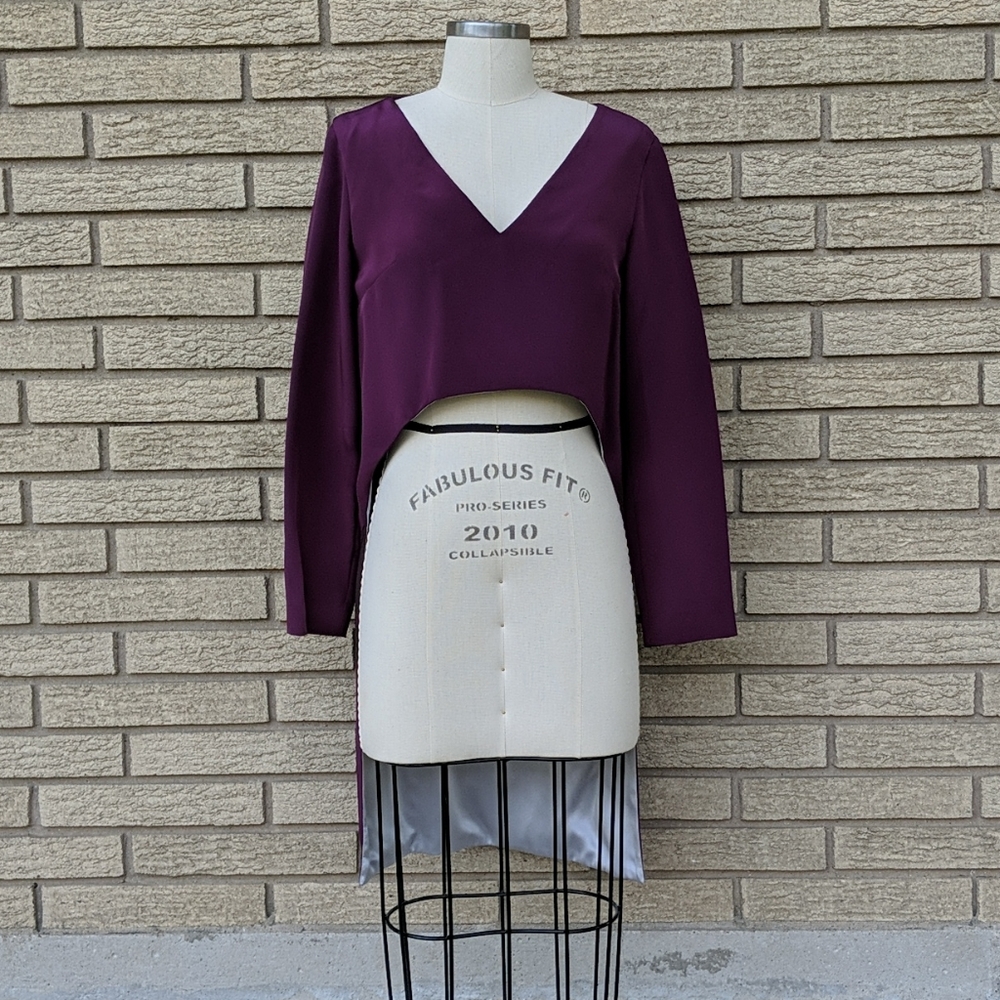 High-low cropped silk shirt